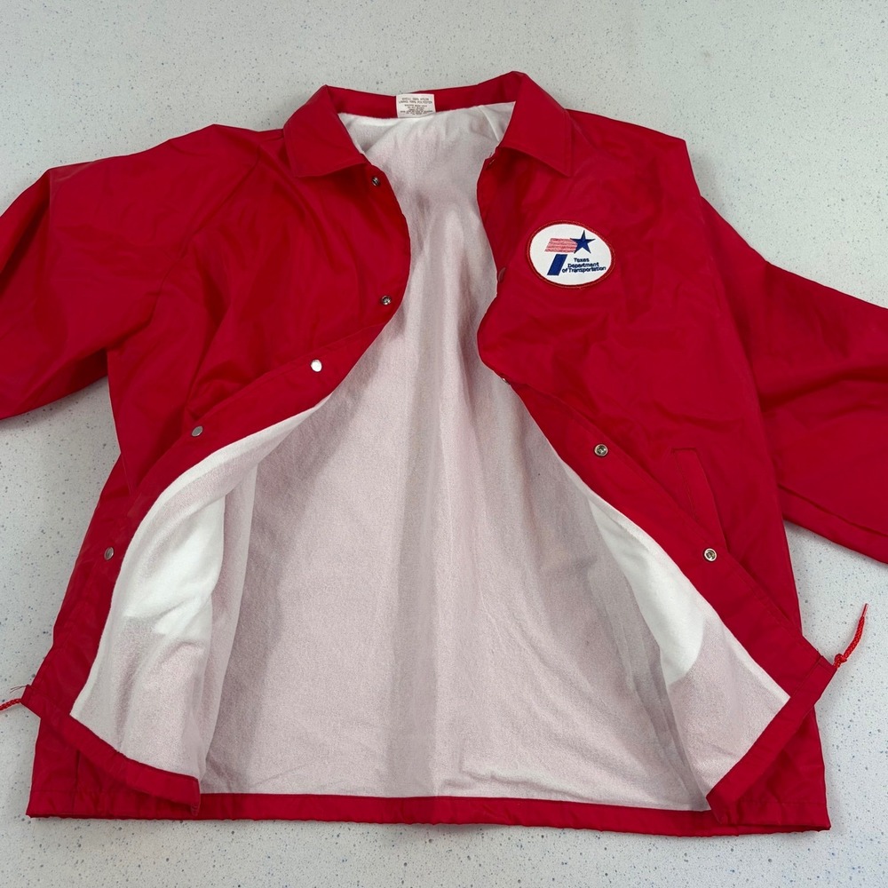 Vintage Texas Department of Transportation Red Nylon Coaches Jacket‎ Workwear XL